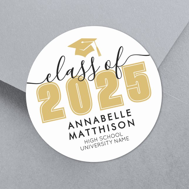 Graduate Yellow Graduation Classic Round Sticker (Graduate Yellow Graduation Classic Round Sticker)