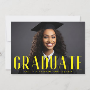 Graduate Yellow MBA Overlay Modern Photo Announcement