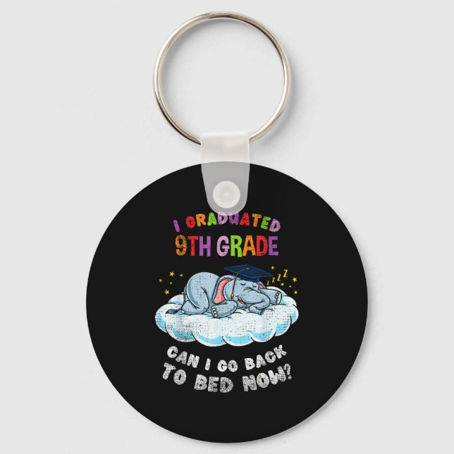 Graduated 9th grade elephant funny graduation key ring (Front)