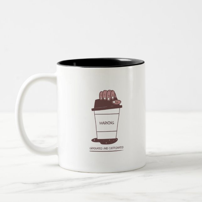 Graduated And Caffeinated Two-Tone Coffee Mug (Left)