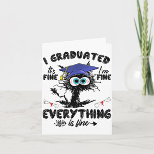 Graduated funny black cat graduation last day of card