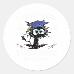 Graduated Funny Black Cat Graduation Last Day Of S Classic Round Sticker