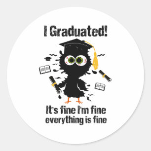 Graduated Graduate Cl Last Day Of School Cat Gradu Classic Round Sticker