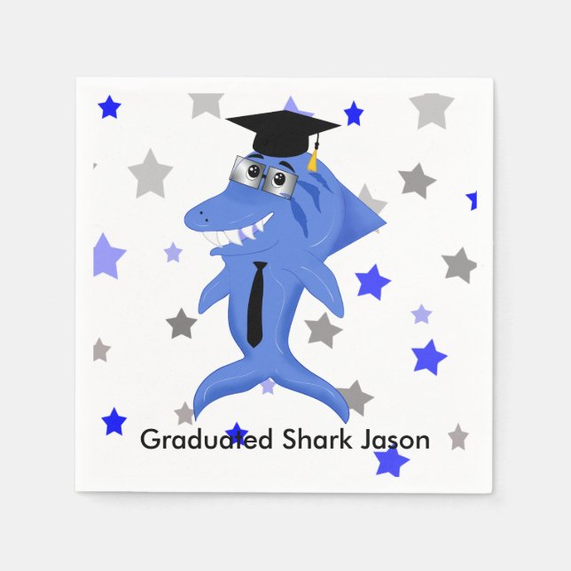 Graduated Shark party Napkin (Front)