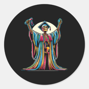 Graduated Skeleton 2025 Graduation Cl Of 2025 Seni Classic Round Sticker