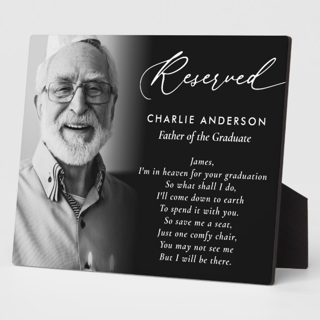 Graduate's Father In Heaven For Graduation Photo Plaque (Side)
