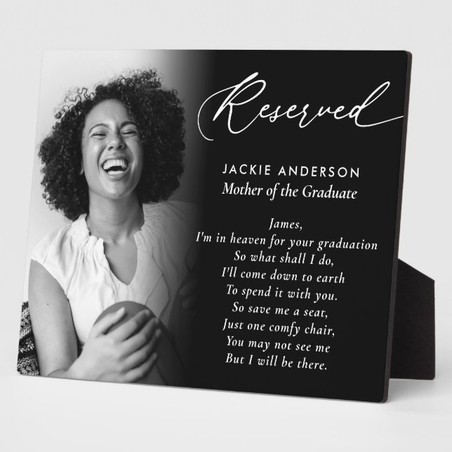 Graduate's Mother In Heaven For Graduation Photo Plaque (Side)