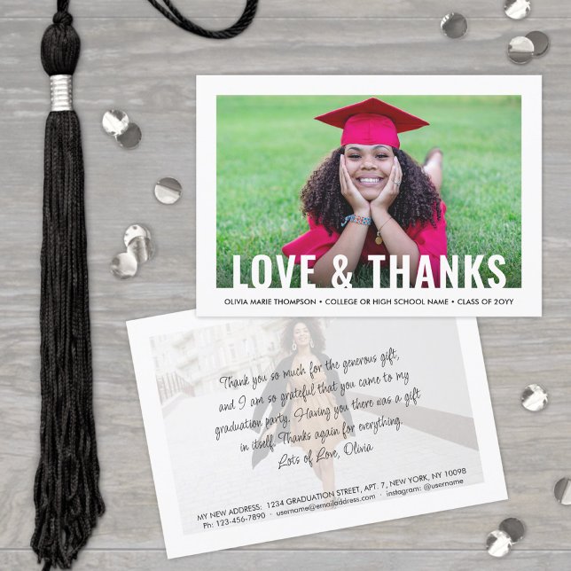 Graduate's New Address Graduation Love & Thanks Thank You Card (Creator Uploaded)