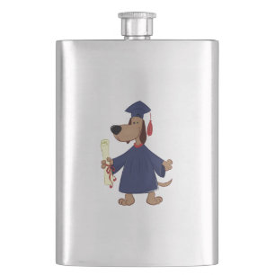 Graduating dog clipart hip flask