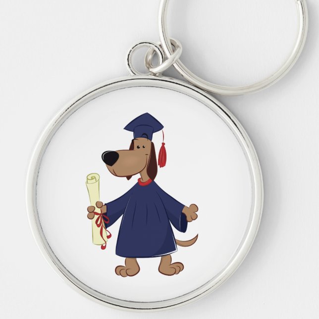 Graduating dog clipart key ring (Front)