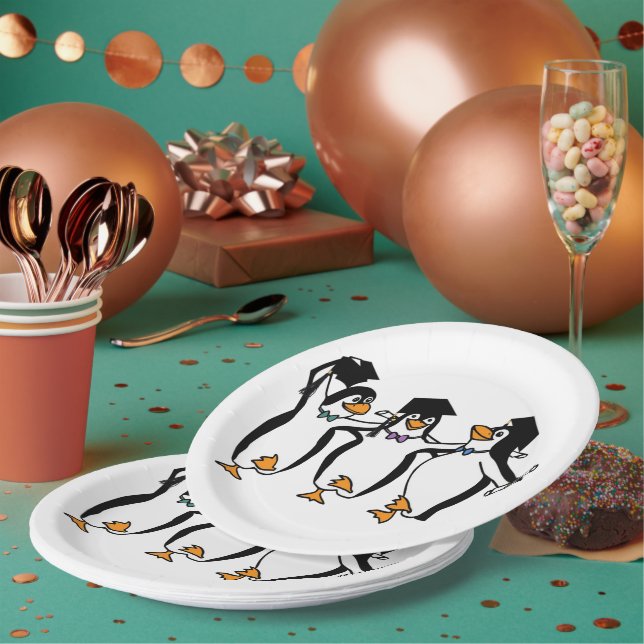 Graduating Penguins Paper Plate (Multi)