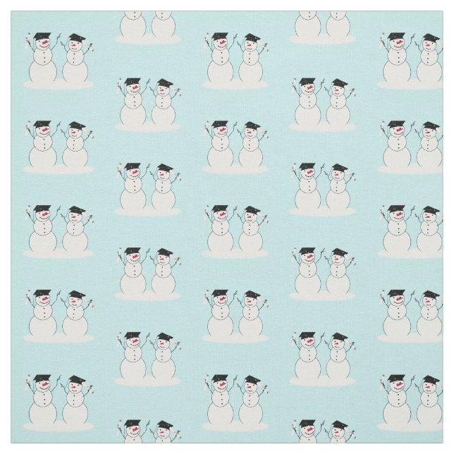 Graduating Snowmen Fabric (Swatch)