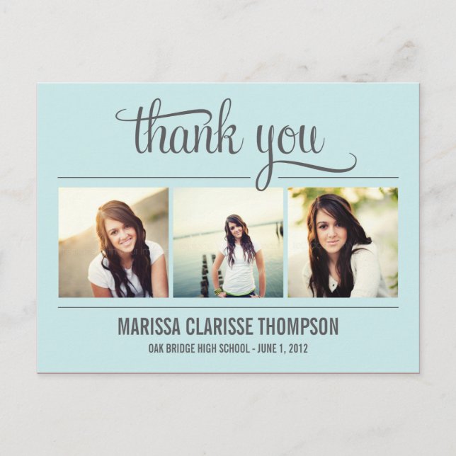 Graduating Year Graduation Thank You Card (Front)