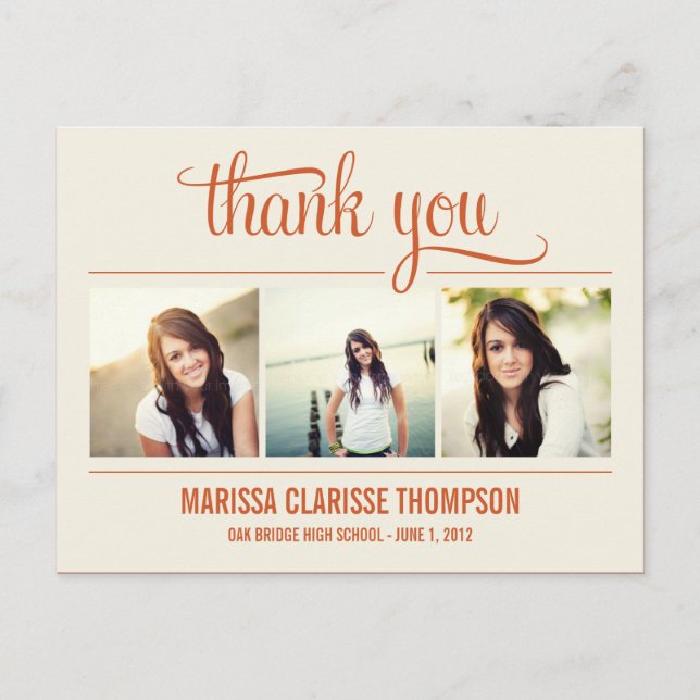 Graduating Year Graduation Thank You Card (Front)
