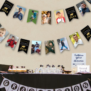 Graduation 12 Photos Class Year Name Black Gold Bunting
