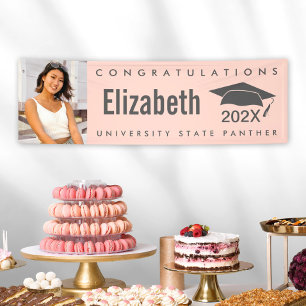 Graduation 1 photo bold modern simple blush pink banner