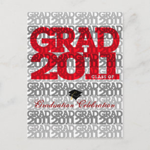 Graduation 2011 Invitation Postcard Pattern 2 Red