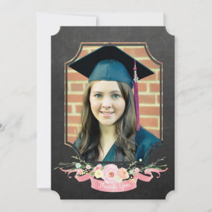 Graduation 2017 Thank You Chalkboard Floral Invitation