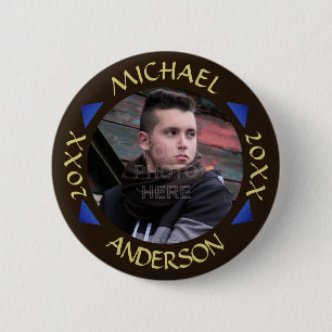 Graduation 2019   Custom Photo Modern Triangles 6 Cm Round Badge