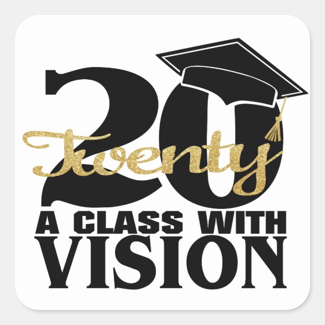 Graduation 2020 A Class With Vision Square Sticker (Front)