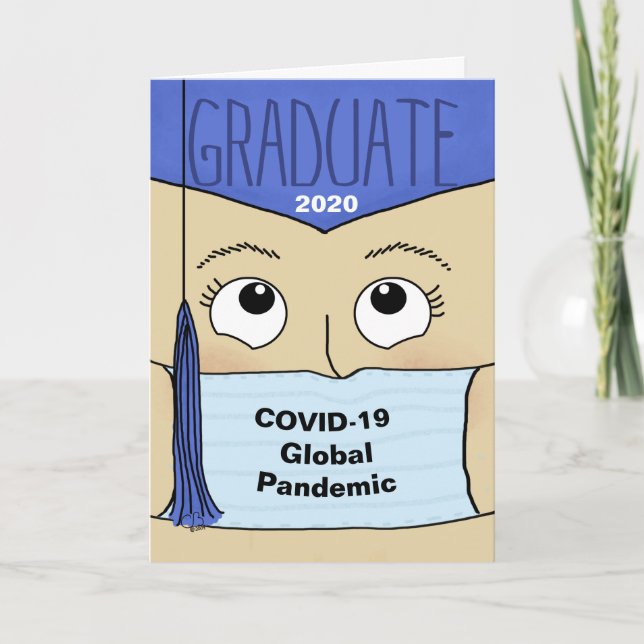 Graduation 2020 during COVID-19 Female Graduate Card (Front)