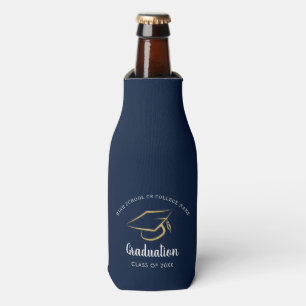 Graduation 2022 Navy Blue High School Grad Party Bottle Cooler