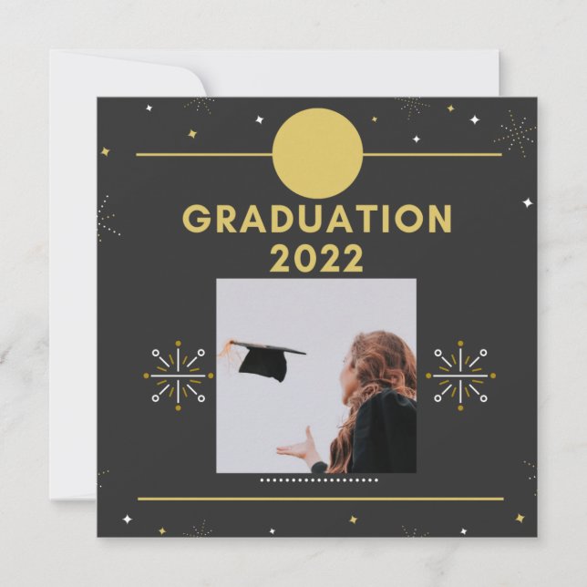 Graduation 2022 Party Topper Black Gold Stars  Invitation (Front)