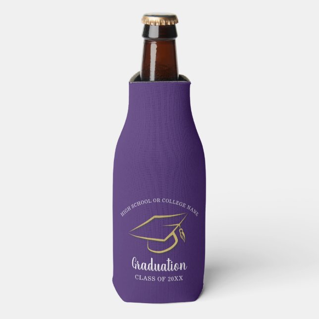 Graduation 2022 Purple School Graduate Party Bottle Cooler (Bottle Front)
