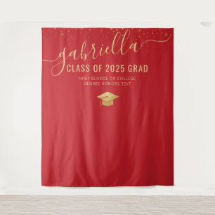 Graduation 2022 Red Photo Booth Selfie Backdrop Tapestry