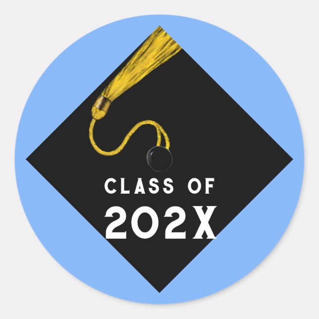 Graduation 2023 Light Blue Classic Round Sticker (Front)
