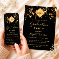 Graduation 2023 party topper black gold stars
