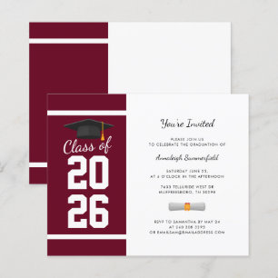 Graduation 2024 Burgundy Grad Party Invitation