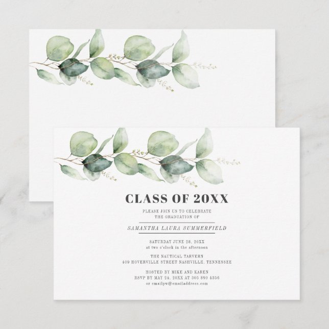 Graduation 2024 Eucalyptus Grad Party Invitation (Front/Back)