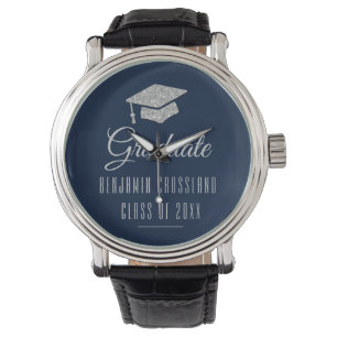 Graduation 2024 Grad Cap Grey Navy Blue Graduate Watch