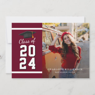 Graduation 2024 Grad Photos Burgundy Graduate Announcement