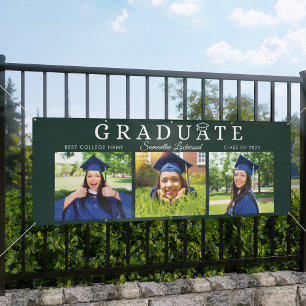 Graduation 2024 Grad Photos Green Script Party Banner
