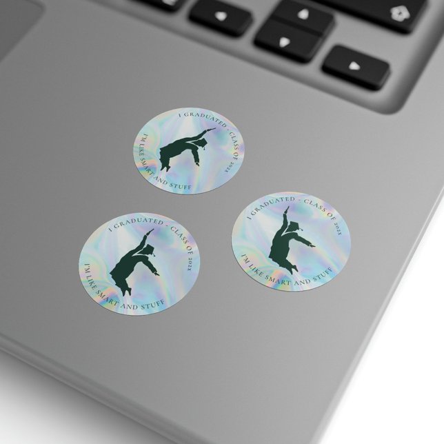 Graduation 2024 Graduate Iridescent Envelope Seal (Graduation Gag Holographic Round Stickers)