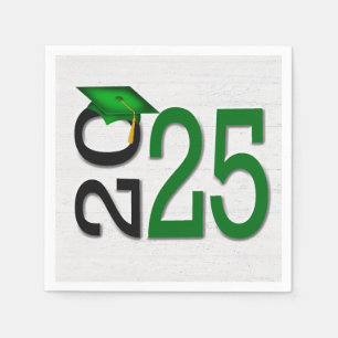 Graduation 2024 Green and Black On Wood  Napkin