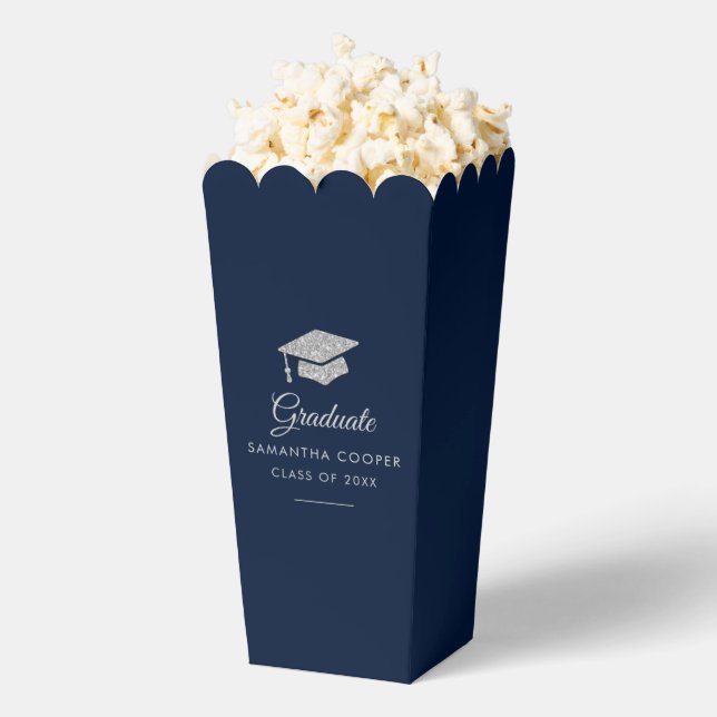 Graduation 2024 Navy Blue Grad Party Custom Favour Box (Popped)