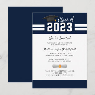 Graduation 2024 Navy Blue Grad Party  Invitation