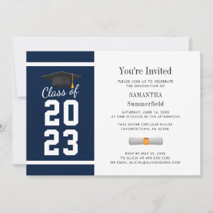 Graduation 2024 Navy Blue Grad Photo Party Invitation