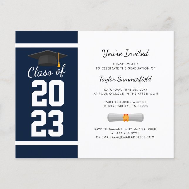Graduation 2024 Navy Blue Modern Invitation (Front)