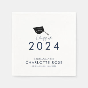 Graduation 2024 Navy Blue Script Grad Party Paper Napkin