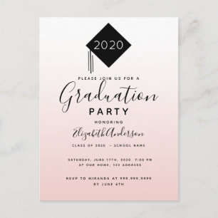 Graduation 2024 party rose gold topper invitation postcard