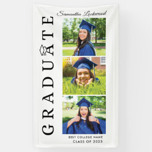 Graduation 2024 Photo Collage Black and White Banner
