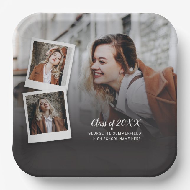 Graduation 2024 Photo Collage Grad Party Paper Plate (Front)