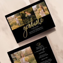 Graduation 2024 Photo Collage Script Black Gold