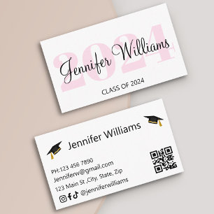graduation 2024 qr code pink script name card