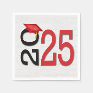 Graduation 2024 Red and Black On Wood  Napkin