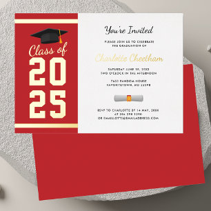 Graduation 2024 Red Script Grad Party Gold